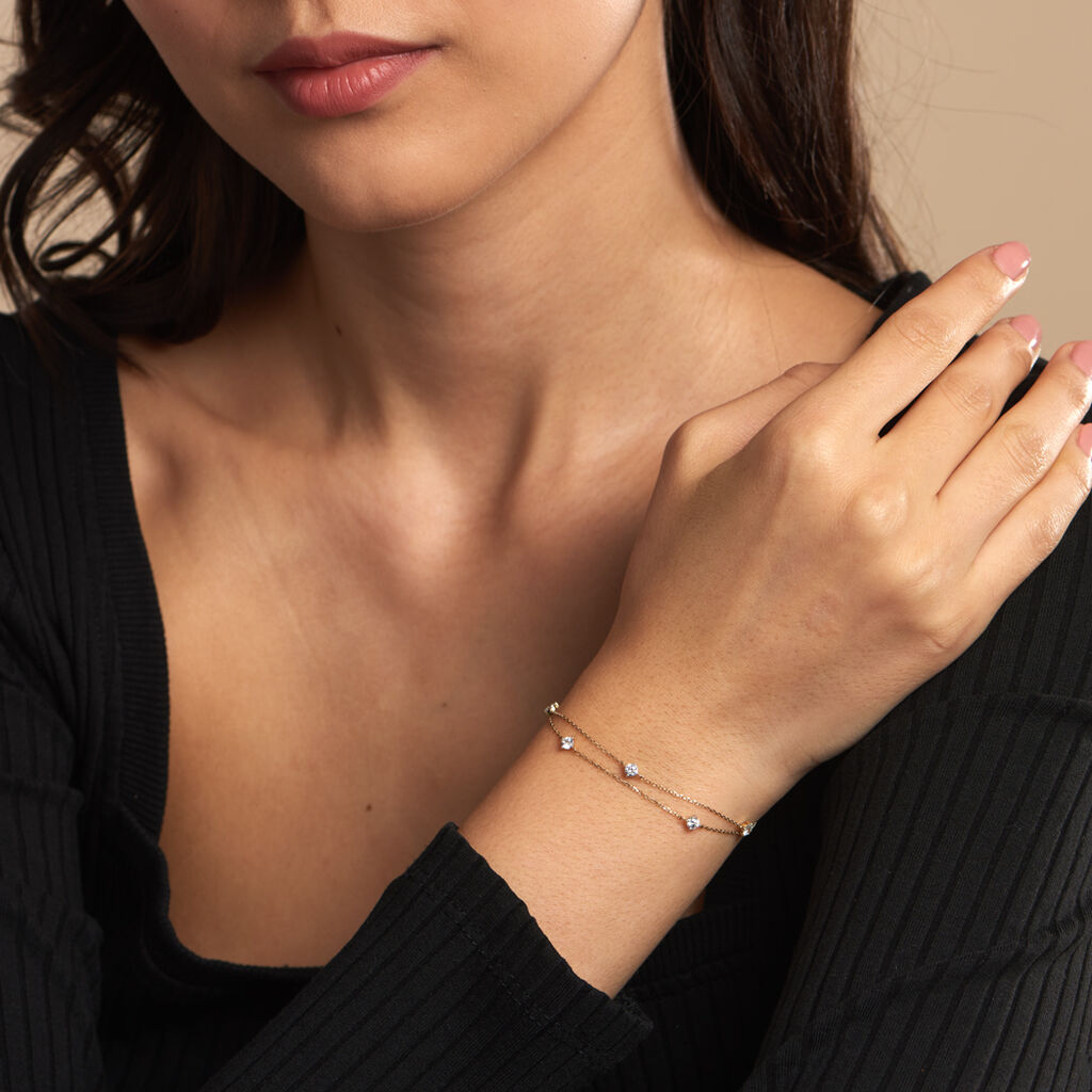 Bracelet Or Jaune Eclat D'etoile Oxyde De Zirconium - Bracelets Pierre Femme | Histoire d&rsquo;Or