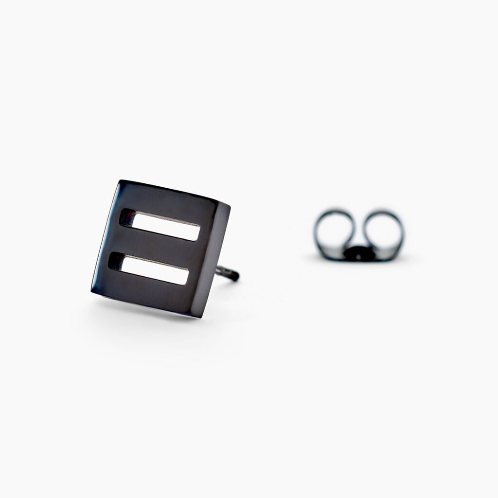 Boucles D'Oreilles Puces Line Acier Noir - Mono boucles d'oreilles Homme | Histoire d&rsquo;Or