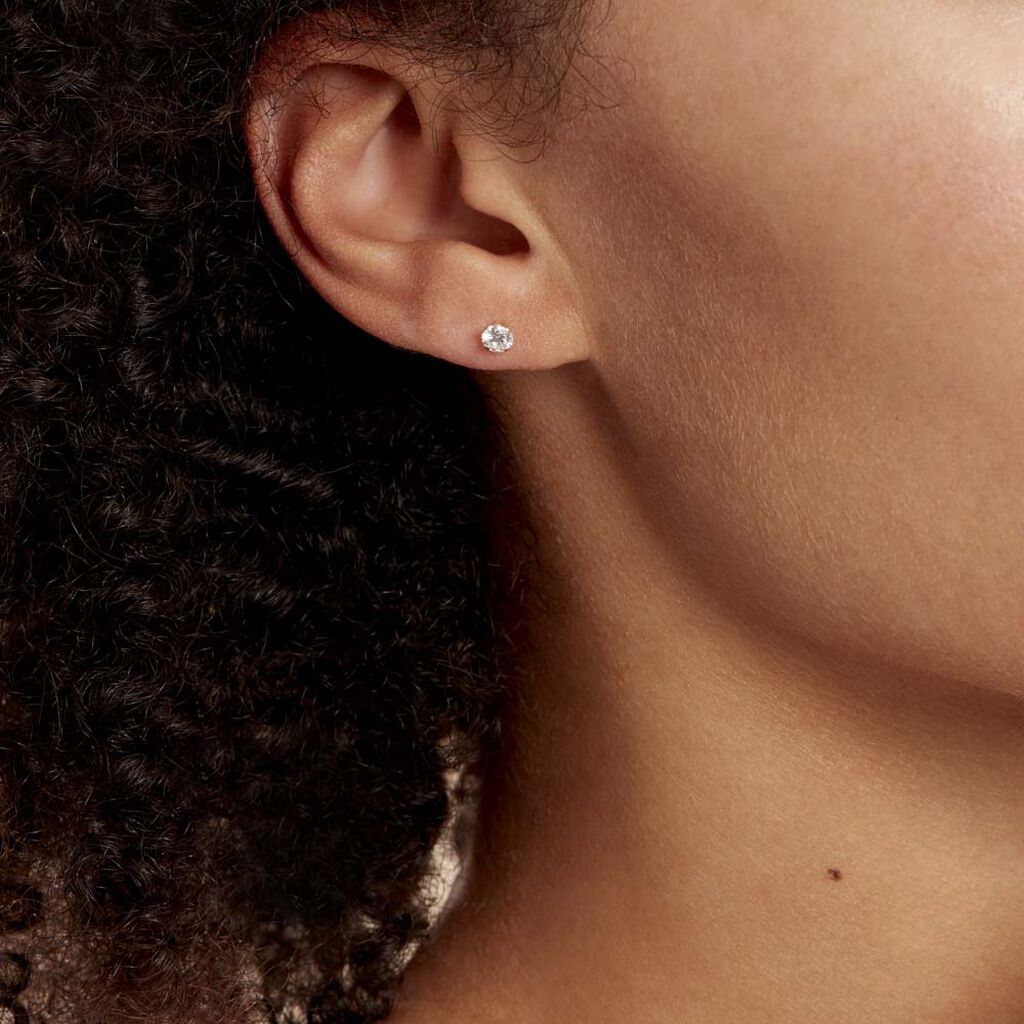 Boucles D'oreilles Puces Eddie Or Jaune Oxyde De Zirconium - Boucles d'oreilles empierr&eacute;es Femme | Histoire d&rsquo;Or
