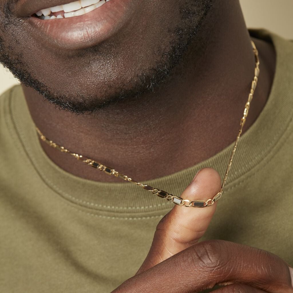 Collier Danae Plaquette Or Bicolore - Chaines Homme | Histoire d&rsquo;Or
