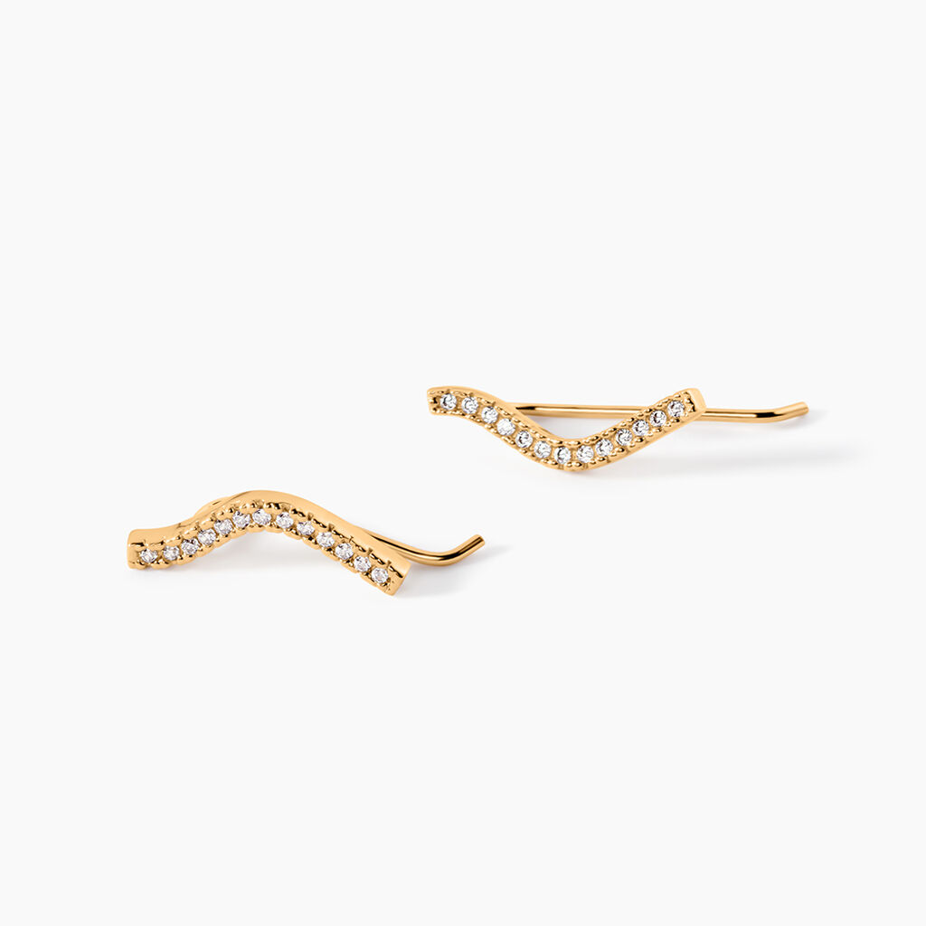 Boucles D'Oreilles Puces Myrrhe Plaqu&eacute; Or Jaune Oxyde De Zirconium - Boucles d'oreilles empierr&eacute;es Femme | Histoire d&rsquo;Or