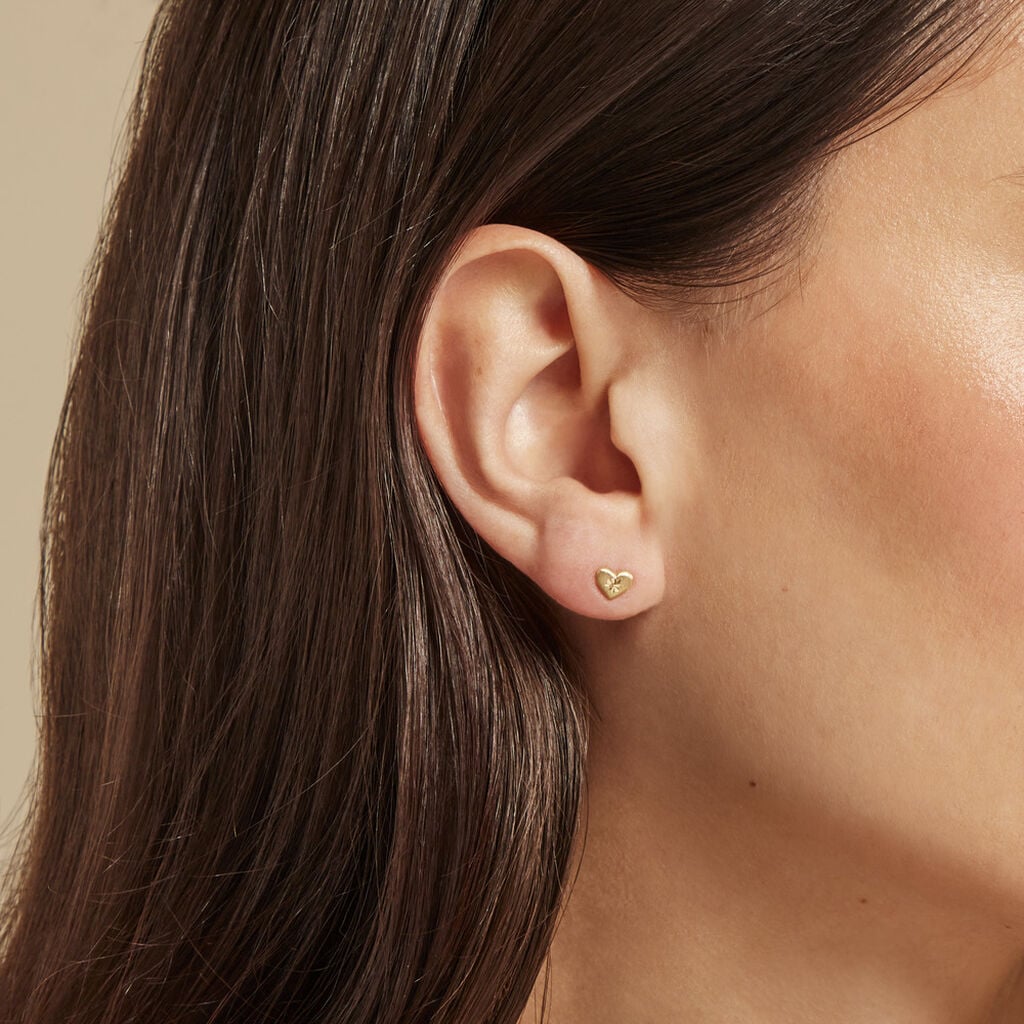 Boucles D'oreilles Puces Herza Or Jaune - Clous d'oreilles Famille | Histoire d&rsquo;Or
