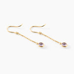 Boucles D'Oreilles Pendantes Arenale Argent Dor&eacute; A L'Or 750/1000 Am&eacute;thyste - Boucles d'oreilles empierr&eacute;es Femme | Histoire d&rsquo;Or