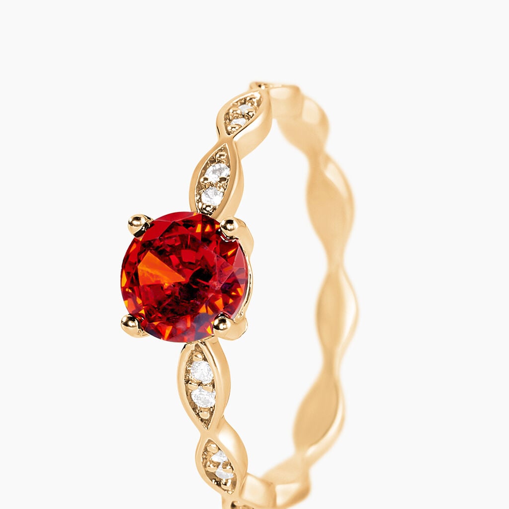 Bague Kurt Plaqu&eacute; Or Jaune Oxyde De Zirconium - Bagues de fian&ccedil;ailles ronde Femme | Histoire d&rsquo;Or