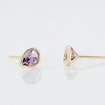 Boucles D'oreilles Puces Fassia Or Jaune Amethyste - Boucles d'oreilles empierr&eacute;es Femme | Histoire d&rsquo;Or