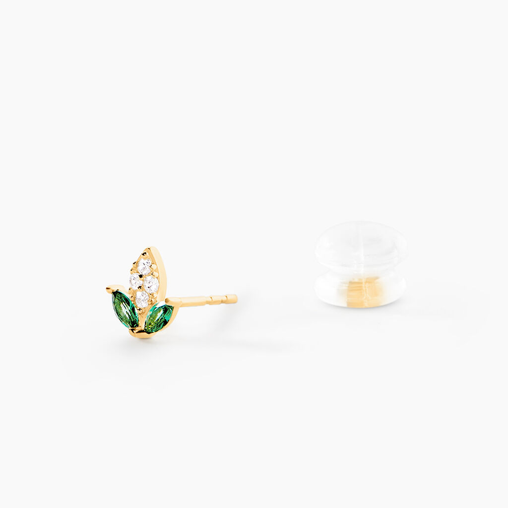 Boucles D'Oreilles Puces Firenze Or Jaune Oxyde De Zirconium - Boucles d'oreilles empierr&eacute;es Femme | Histoire d&rsquo;Or