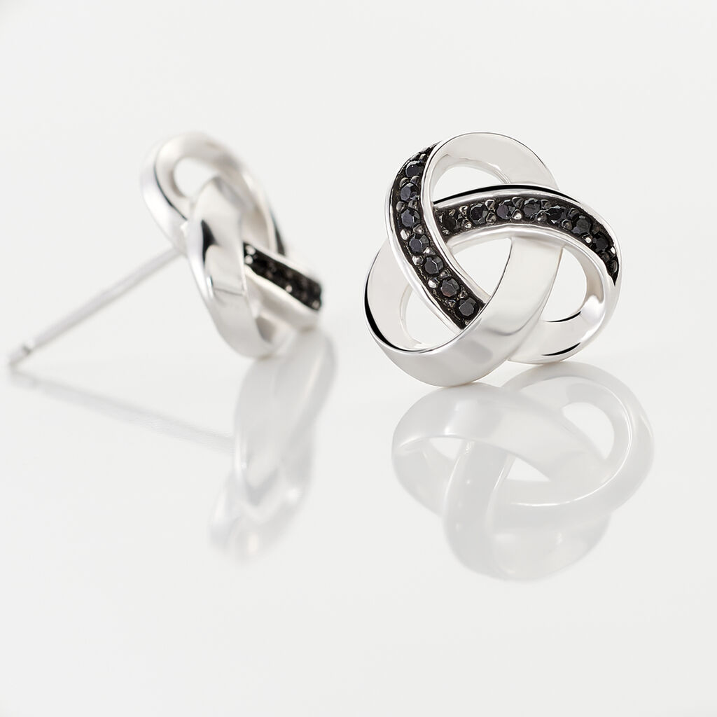 Boucles D'oreilles Puces Melina Argent Blanc Oxyde De Zirconium - Boucles d'oreilles empierr&eacute;es Femme | Histoire d&rsquo;Or