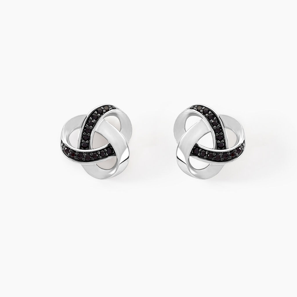 Boucles D'oreilles Puces Melina Argent Blanc Oxyde De Zirconium - Boucles d'oreilles empierr&eacute;es Femme | Histoire d&rsquo;Or