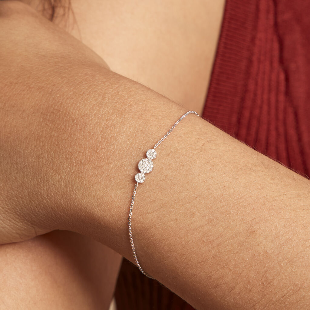 Bracelet Automne Or Blanc Diamant - Bracelets Medailles Femme | Histoire d&rsquo;Or