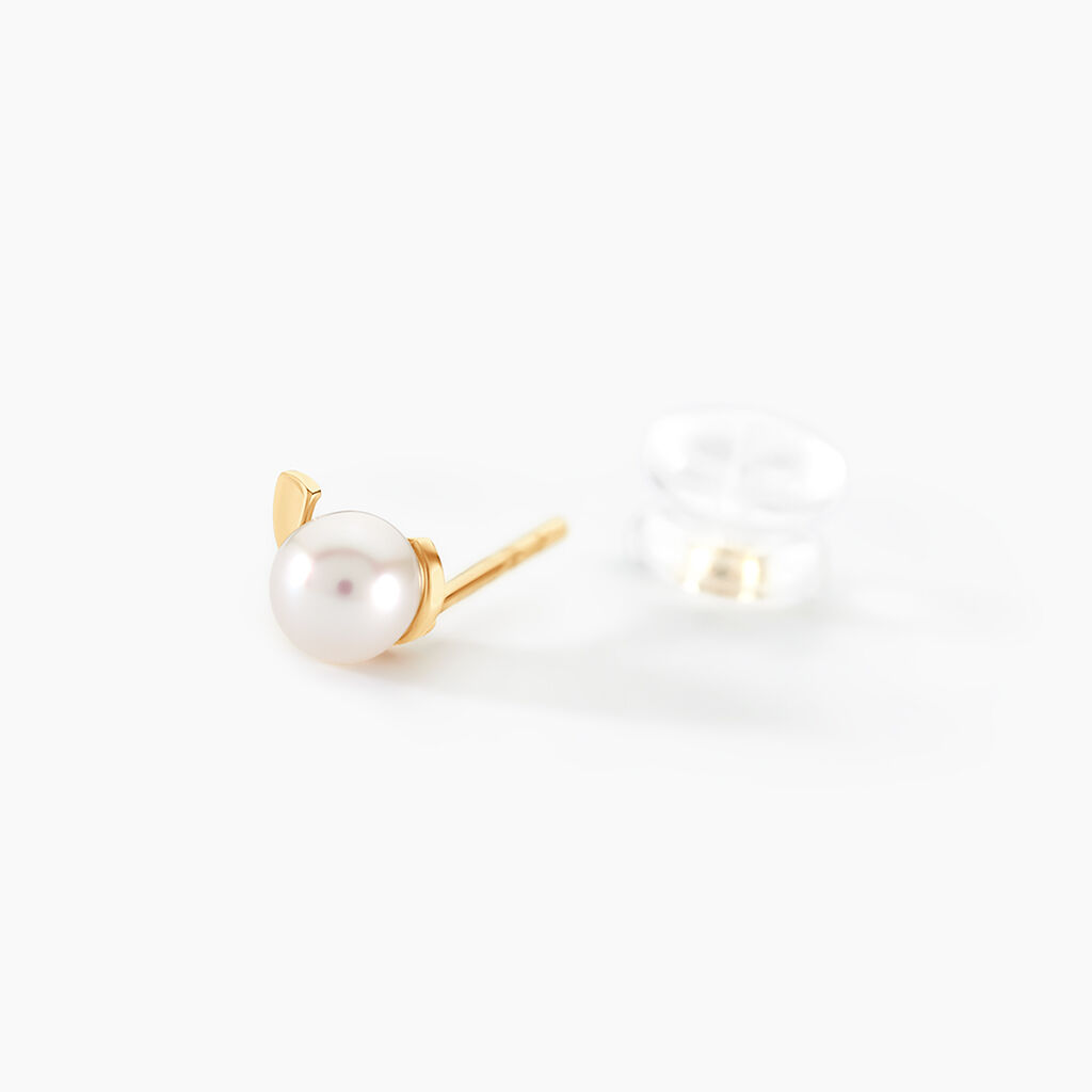 Boucles D'oreilles Puces Odelle Or Jaune Perle De Culture - Clous d'oreilles Femme | Histoire d&rsquo;Or