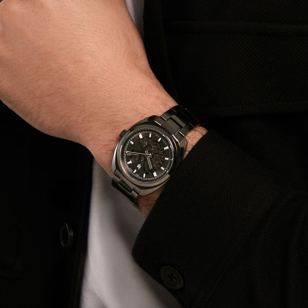 Montre Lip General De Gaulle Auto Squelette Gris - Montres m&eacute;caniques Homme | Histoire d&rsquo;Or