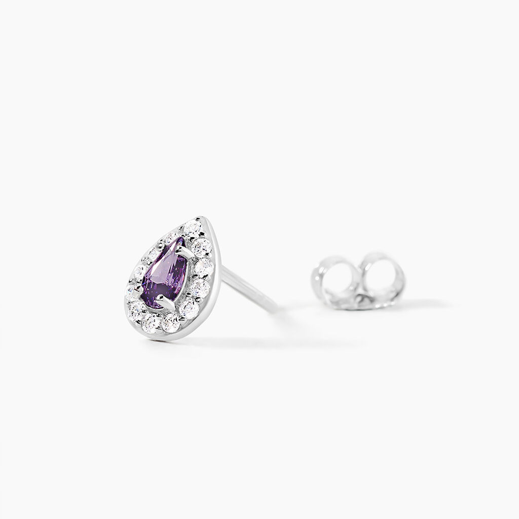 Boucles D'oreilles Puces Argent Blanc Tania Oxydes De Zirconium - Boucles d'oreilles empierr&eacute;es Femme | Histoire d&rsquo;Or