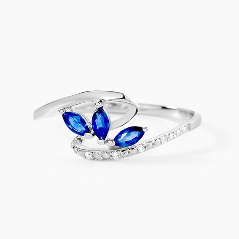 Bague Petale Or Blanc Saphir Et Diamant - Bagues de fian&ccedil;ailles vintage Femme | Histoire d&rsquo;Or