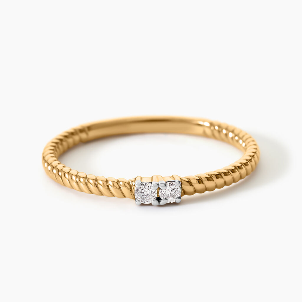 Bague Hanna Plaqu&eacute; Or Jaune Oxyde De Zirconium - Bagues torsad&eacute;es Femme | Histoire d&rsquo;Or