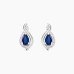 Boucles D'oreilles Puces Angelika Or Blanc Saphir Et Diamant - Boucles d'oreilles pierres pr&eacute;cieuses Femme | Histoire d&rsquo;Or
