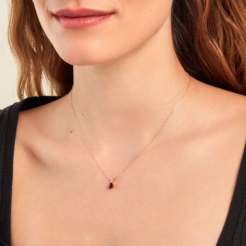 Pendentif P&acirc;ris Or Jaune Rubis Diamant - Pendentifs empierr&eacute;s Femme | Histoire d&rsquo;Or