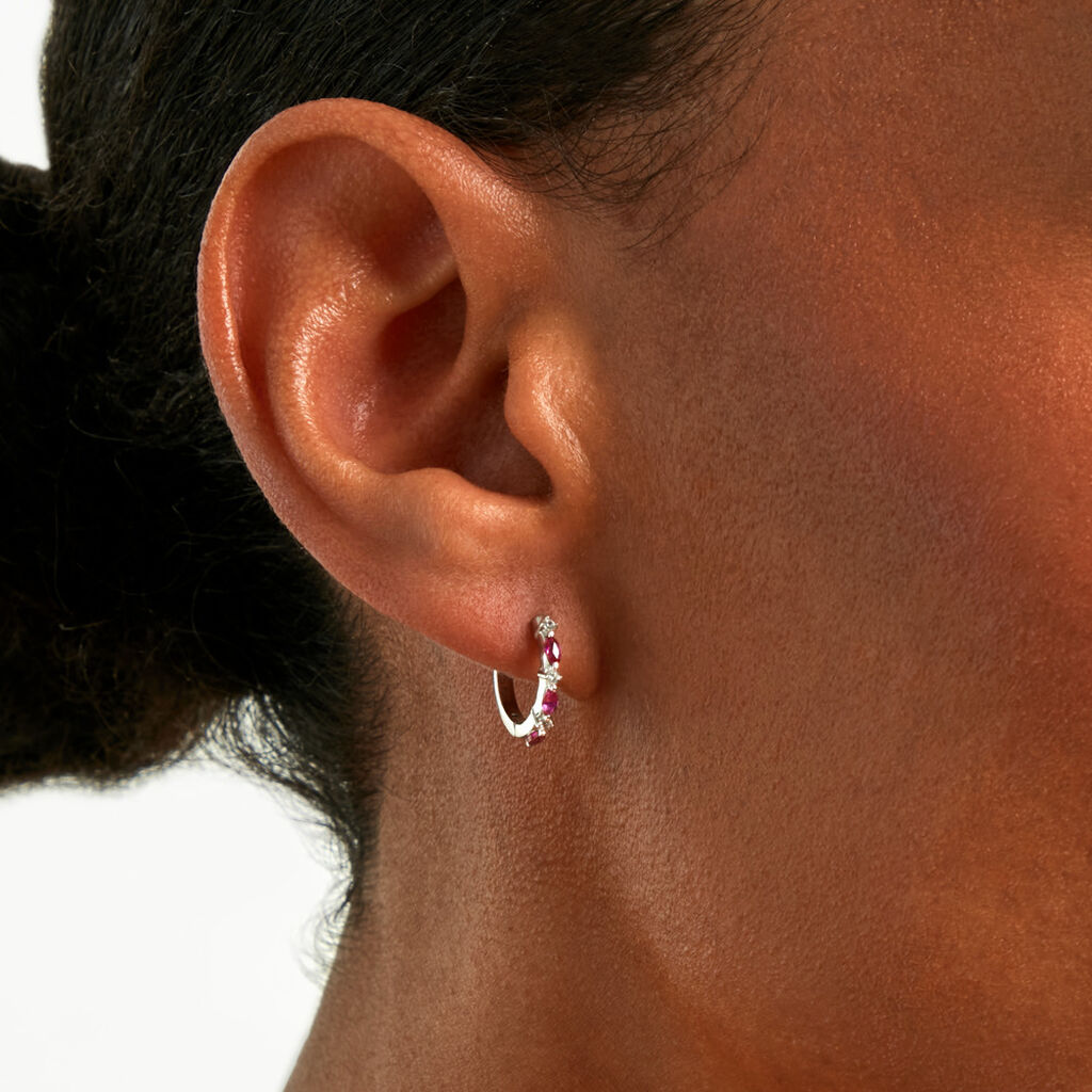 Cr&eacute;oles Blush Argent Blanc Oxyde De Zirconium - Cr&eacute;oles fantaisie Femme | Histoire d&rsquo;Or