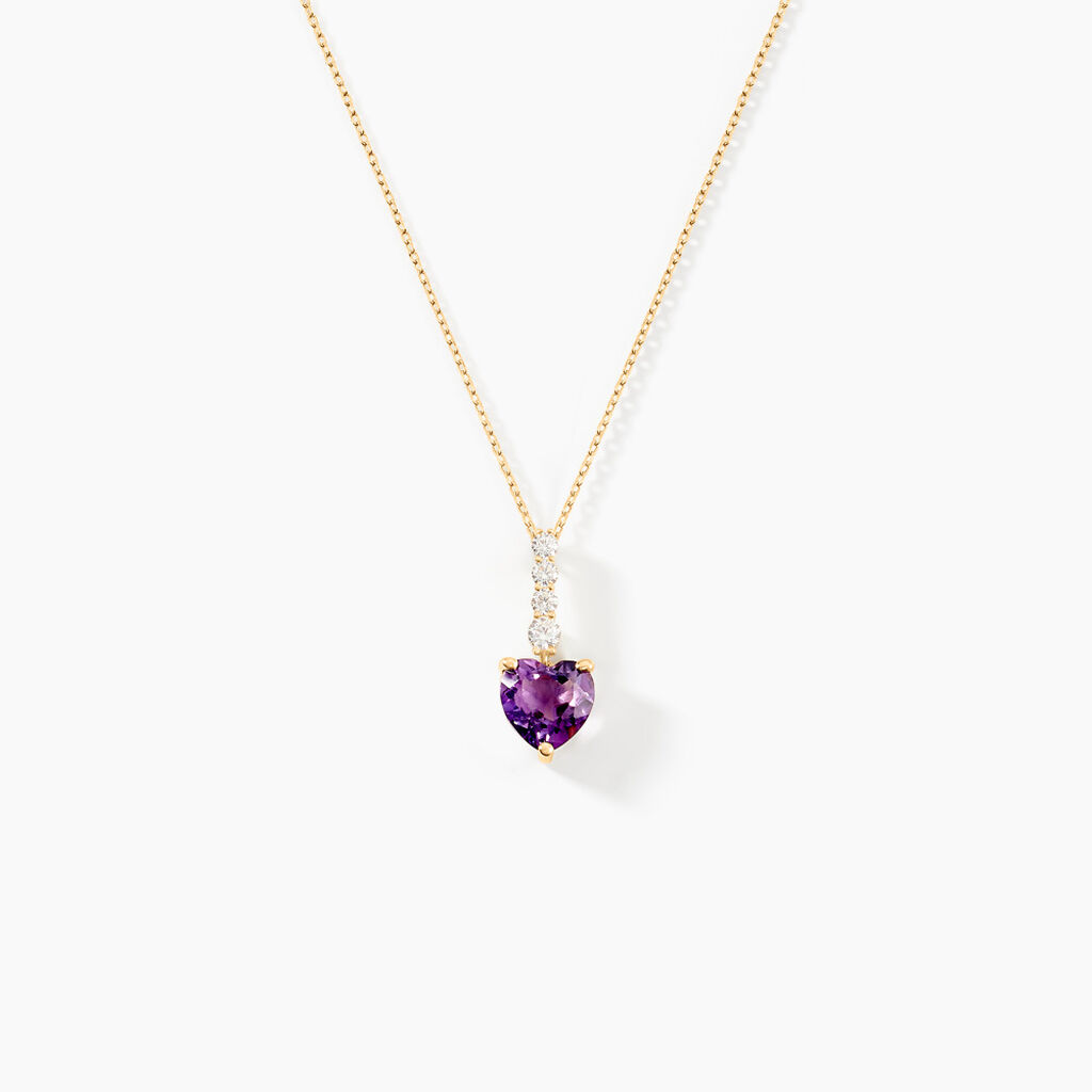Collier Fany Or Jaune Am&eacute;thyste Oxyde De Zirconium - Colliers pierre Femme | Histoire d&rsquo;Or