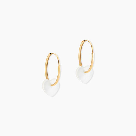 Creoles Or Jaune Vicenze Nacre - Boucles d'oreilles empierr&eacute;es Enfant | Histoire d&rsquo;Or