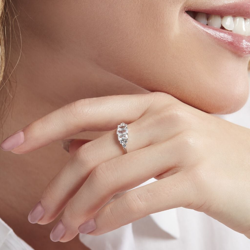 Bague Aranka Argent Blanc Oxyde De Zirconium - Bagues de promesse Femme | Histoire d&rsquo;Or