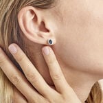 Boucles D'oreilles Or Blanc Quintilla Topazes London Blue Et Oxydes - Boucles d'oreilles empierr&eacute;es Femme | Histoire d&rsquo;Or