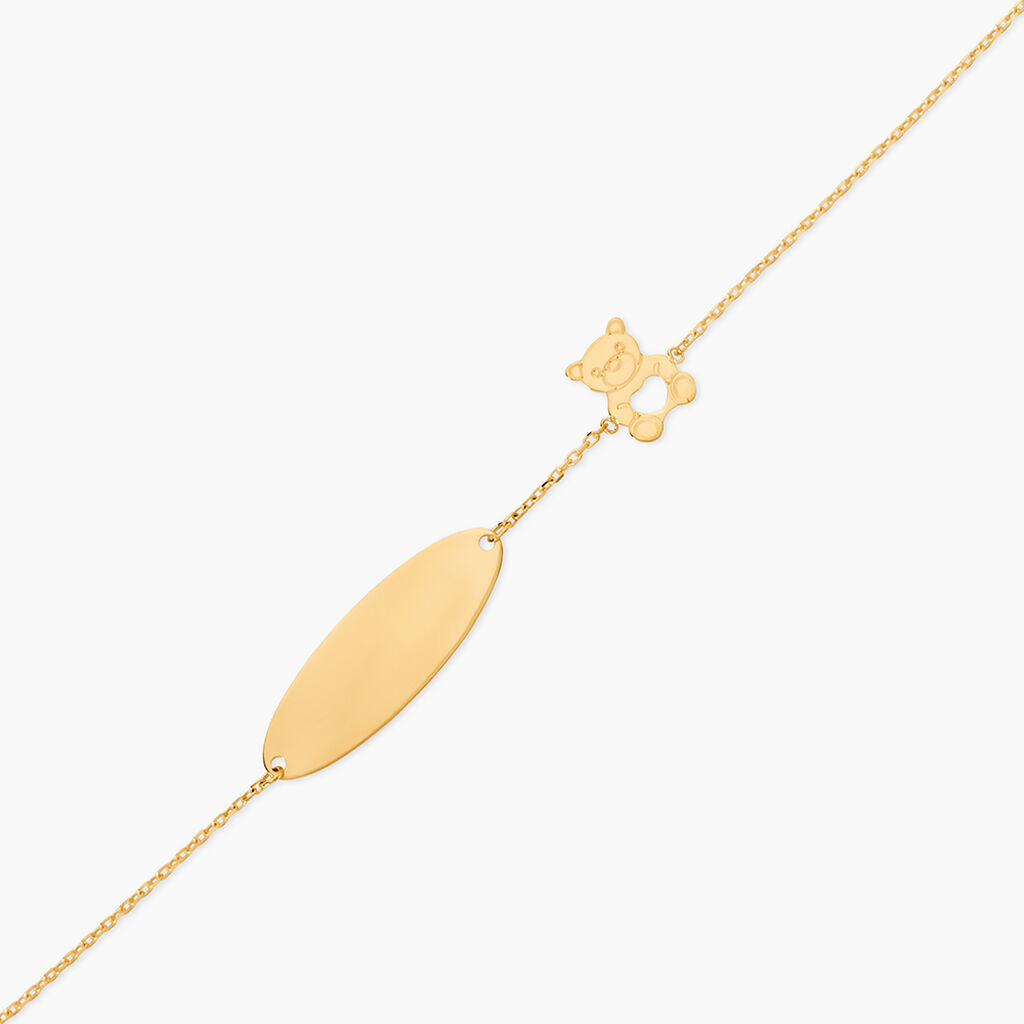 Bracelet Identit&eacute; Gaspardine Maille For&ccedil;at Or Jaune - Gourmettes Enfant | Histoire d&rsquo;Or