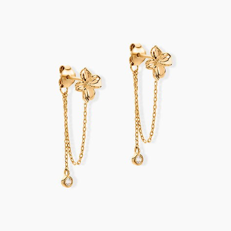 Boucles D'Oreilles Pendantes Selva Plaqu&eacute; Or Jaune Oxyde De Zirconium - Boucles d'oreilles empierr&eacute;es Femme | Histoire d&rsquo;Or