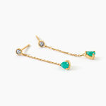 Boucles D'oreilles Pendantes Gracilia Or Jaune Emeraude Diamant - Boucles d'oreilles pierres pr&eacute;cieuses Femme | Histoire d&rsquo;Or