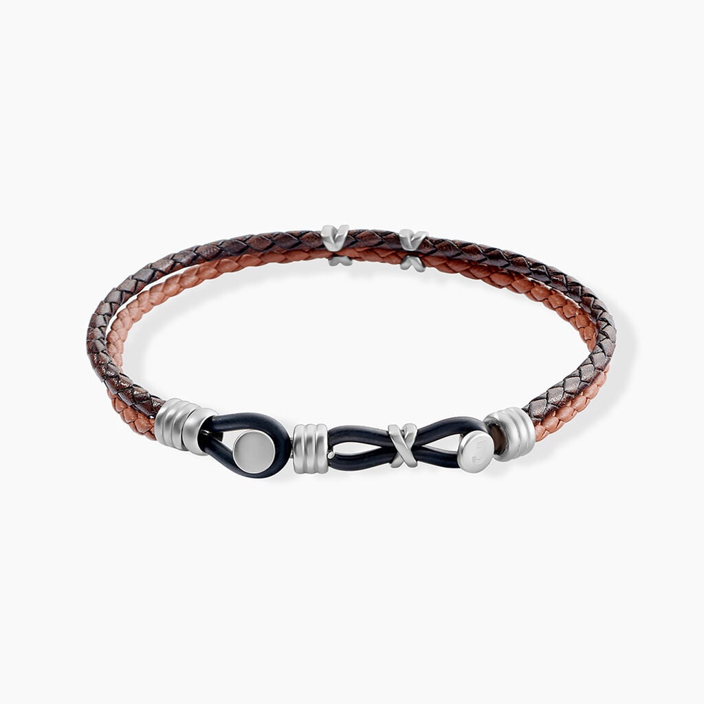 Bracelet Jourdan Colibri Acier Marron - Bracelets Tress&eacute;s Homme | Histoire d&rsquo;Or