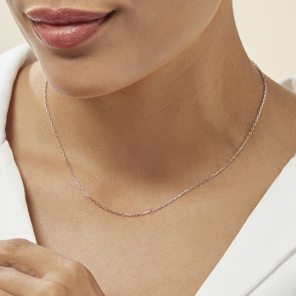 Cha&icirc;ne Igoa Maille For&ccedil;at Diamantee Or Blanc - Chaines Femme | Histoire d&rsquo;Or