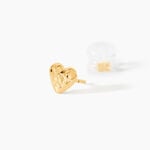 Boucles D'oreilles Puces Arisaema C&oelig;ur Or Jaune - Boucles d'oreilles martel&eacute;es Enfant | Histoire d&rsquo;Or