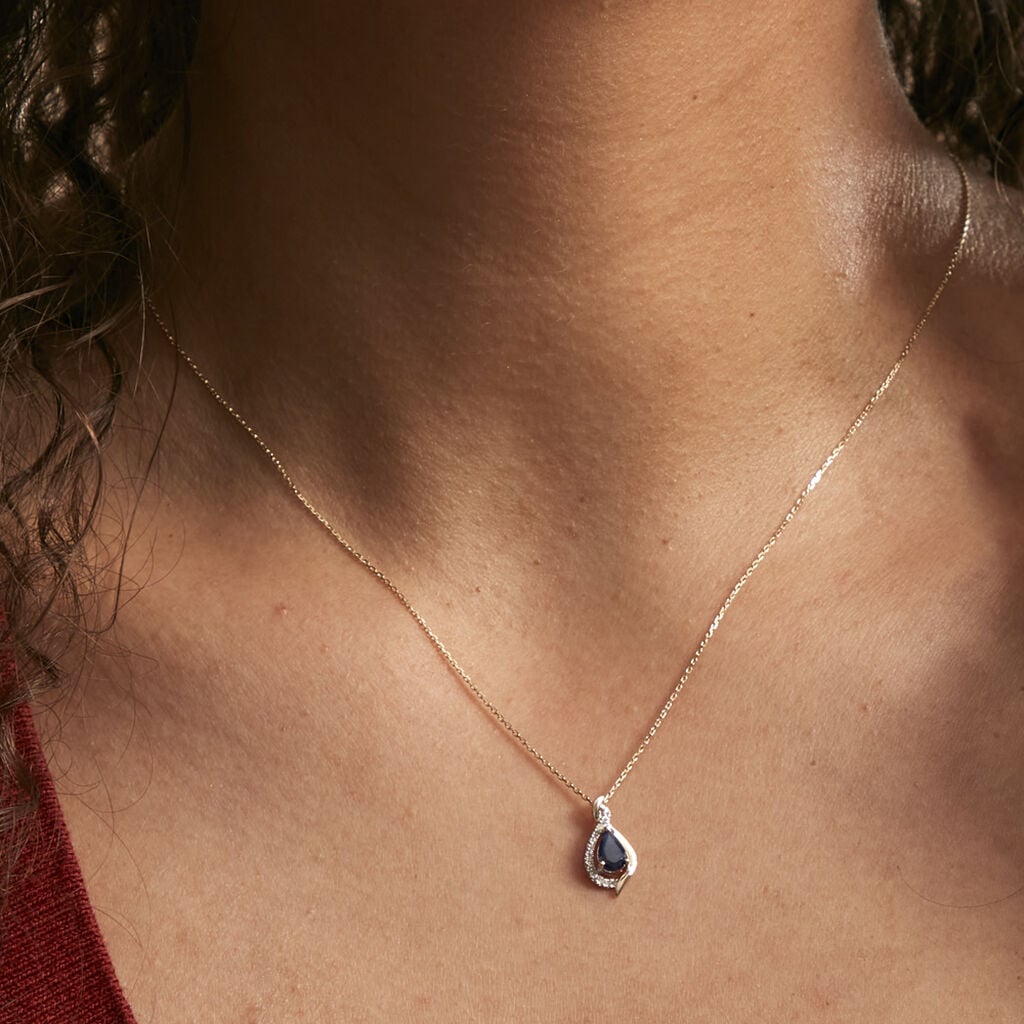 Collier Or Jaune Angelika Saphir - Bijoux Pierres Pr&eacute;cieuses Femme | Histoire d&rsquo;Or