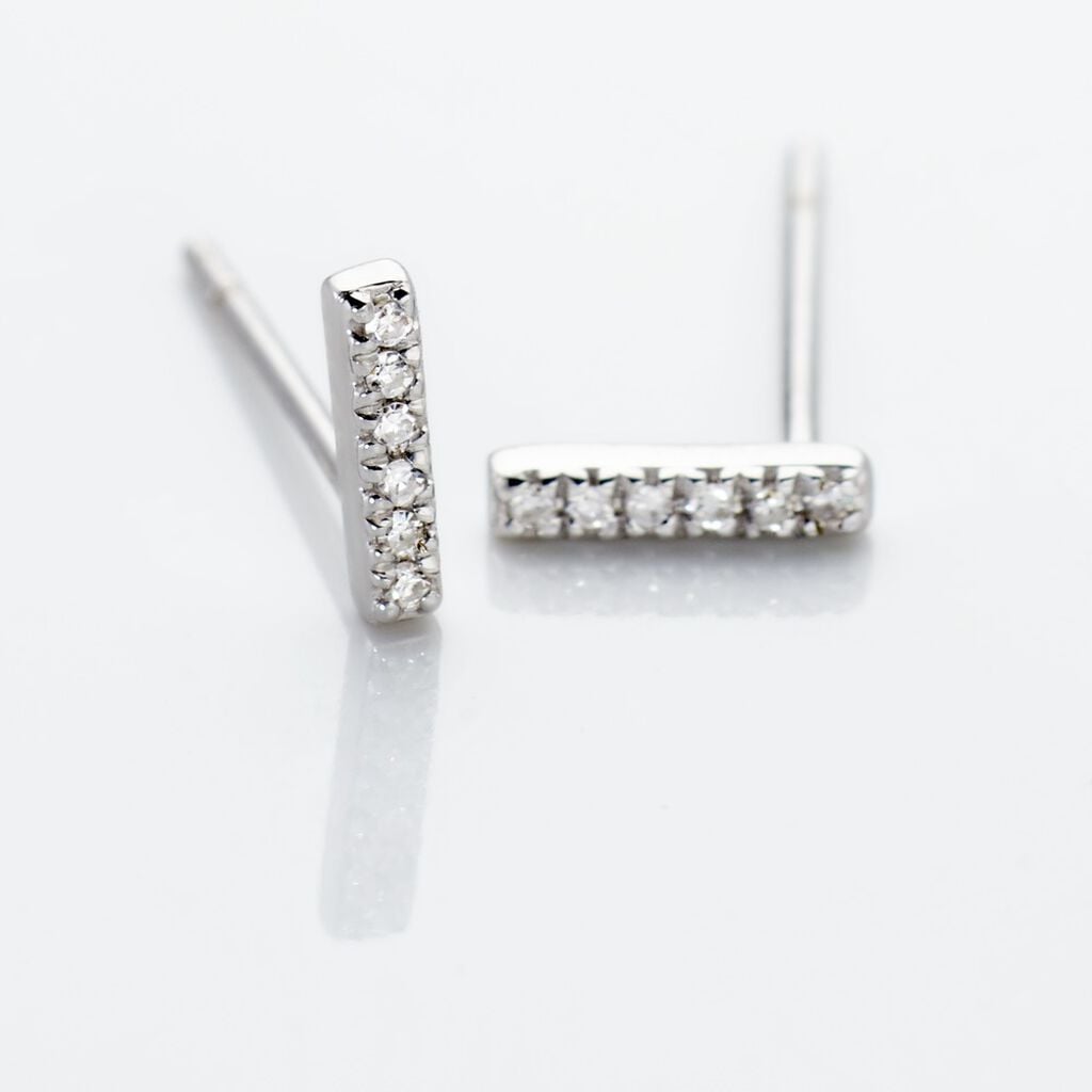 Boucles D'oreilles Puces Aprhodisia Or Blanc Diamant Blanc - Boucles d'oreilles pierres pr&eacute;cieuses Femme | Histoire d&rsquo;Or