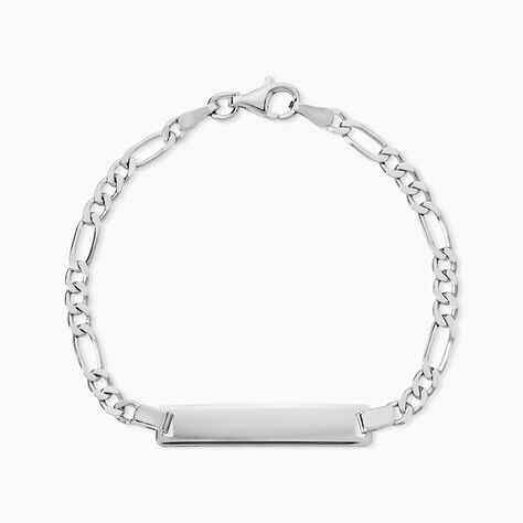 Bracelet Identit&eacute; Vivian Argent Blanc - Gourmettes Enfant | Histoire d&rsquo;Or
