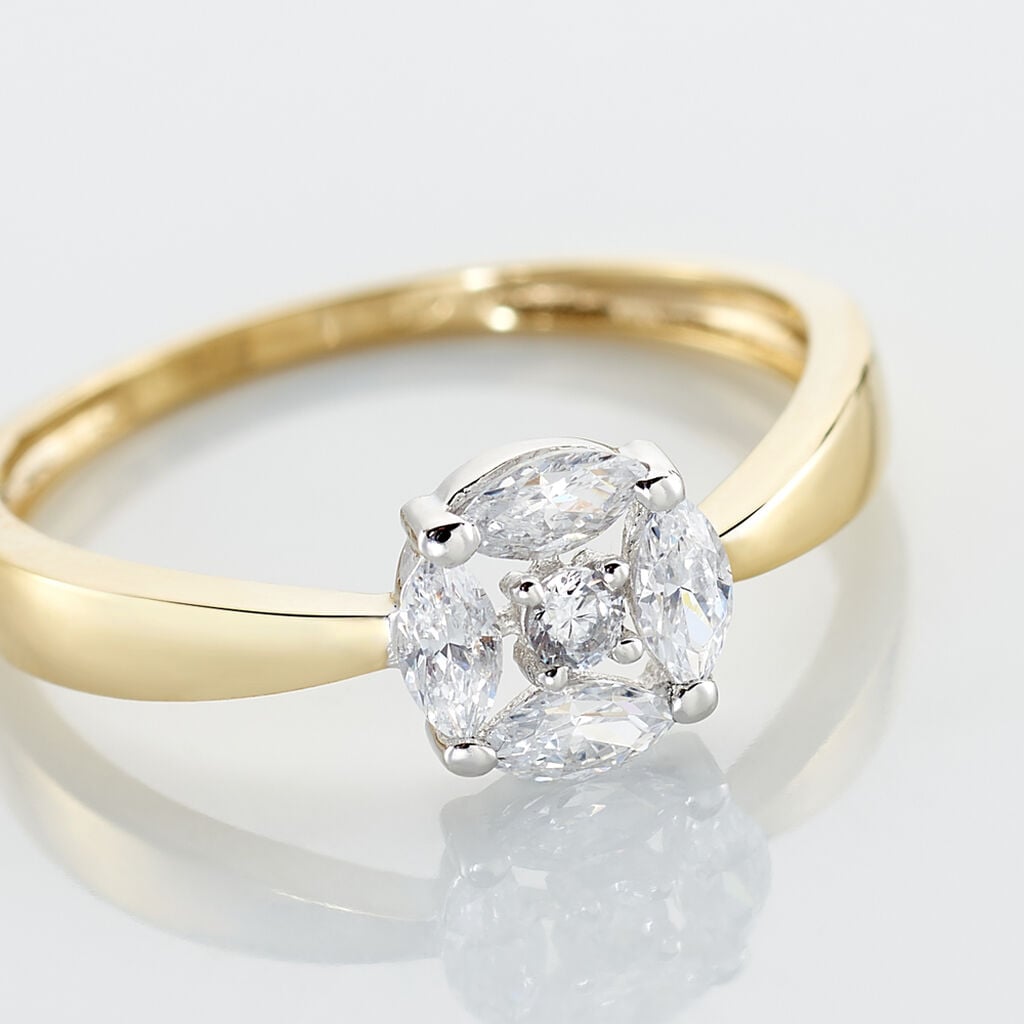 Bague Solitaire Maurena Or Jaune Oxyde De Zirconium - Bagues de fian&ccedil;ailles ronde Femme | Histoire d&rsquo;Or