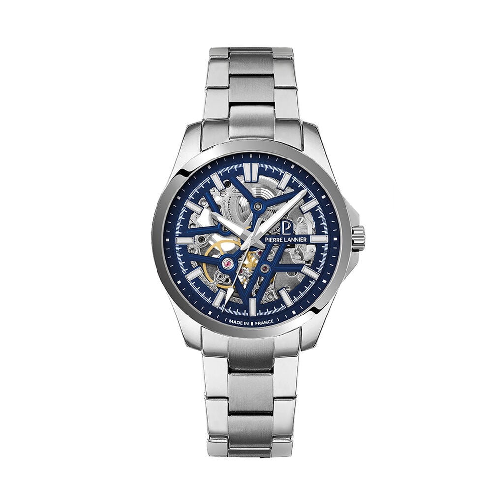 Montre Pierre Lannier Lannier Skeletom Bleu - Montres m&eacute;caniques Homme | Histoire d&rsquo;Or