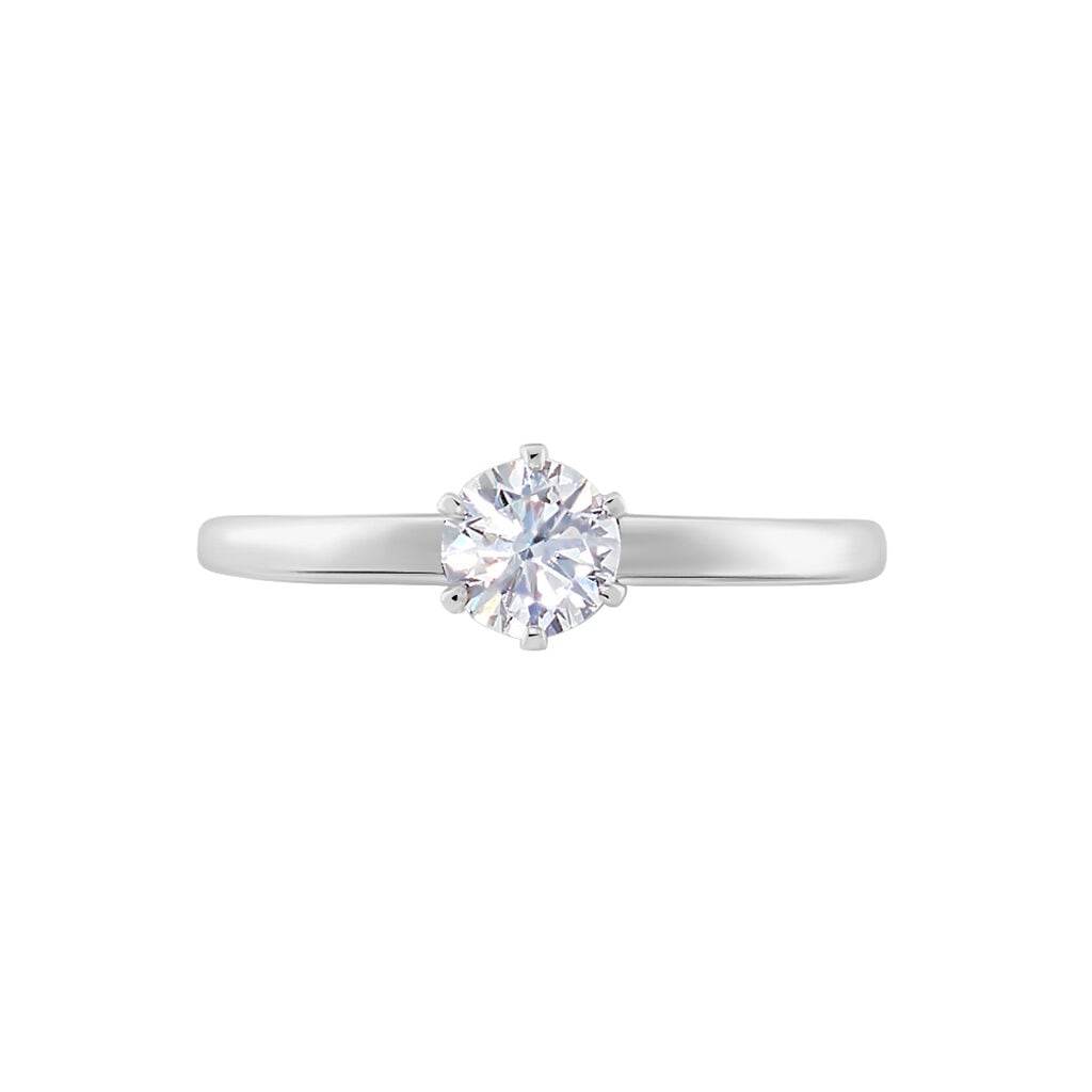 Bague Solitaire Natalia Pl Platine Blanc Diamant - Bagues de fian&ccedil;ailles vintage Femme | Histoire d&rsquo;Or