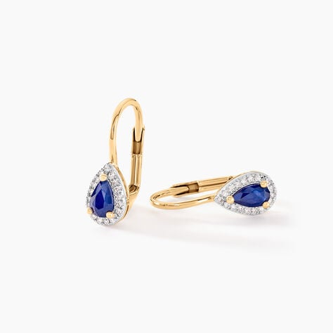 Boucles D'oreilles Pendantes Doorsie Or Jaune Saphir Et Diamant - Boucles d'oreilles pierres pr&eacute;cieuses Femme | Histoire d&rsquo;Or
