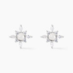 Boucles D'oreilles Puces Rhoda Argent Blanc Perle De Culture Oxyde - Boucles d'oreilles fantaisie Femme | Histoire d&rsquo;Or