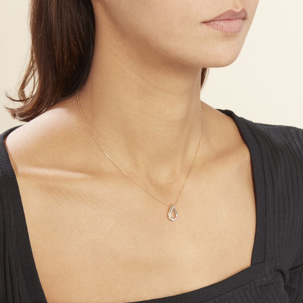 Collier Marilynn Or Bicolore Diamant Blanc - Bijoux Pierres Pr&eacute;cieuses Femme | Histoire d&rsquo;Or