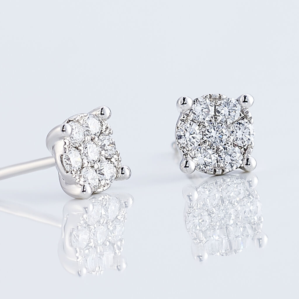 Boucles D'oreilles Puces Charlene Or Blanc Diamant Synthetique - Boucles d'oreilles 18 carats Femme | Histoire d&rsquo;Or