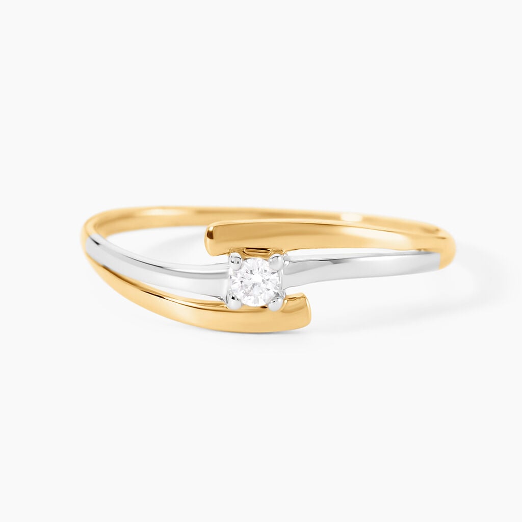 Bague Blandine Or Bicolore Diamant - Bagues de fian&ccedil;ailles vintage Femme | Histoire d&rsquo;Or