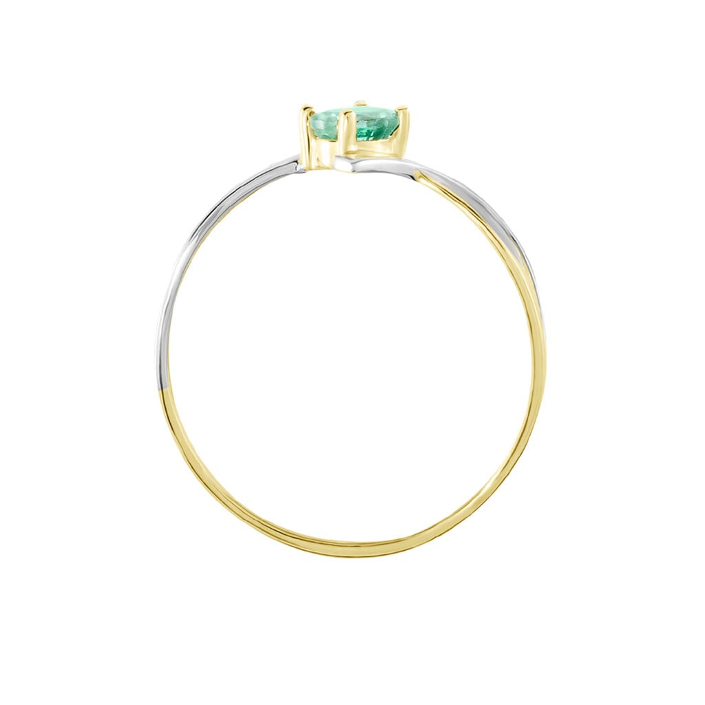 Bague Or Bicolore Rosmunda Emeraude - Bagues de fian&ccedil;ailles ovale Femme | Histoire d&rsquo;Or