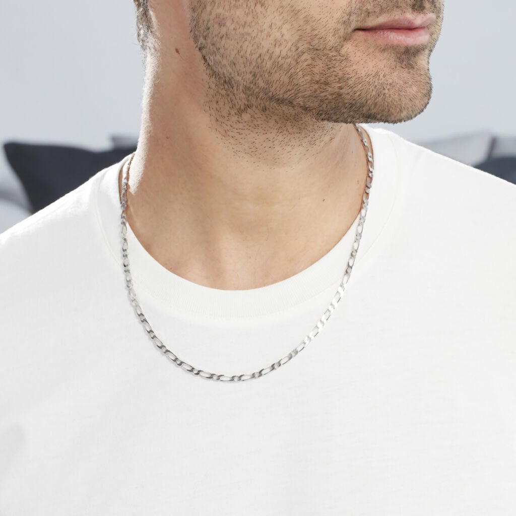 Cha&icirc;ne Anilo Maille Altern&eacute;e Argent Blanc - Chaines Homme | Histoire d&rsquo;Or