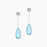 Boucles D'oreilles Pendantes Denis Or Blanc Topaze - Boucles d'oreilles empierr&eacute;es Femme | Histoire d&rsquo;Or