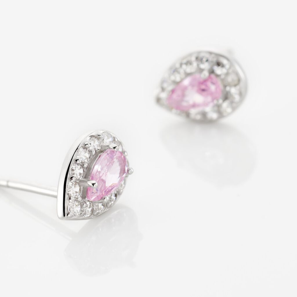 Boucles D'oreilles Puces Argent Blanc Tania Oxydes De Zirconium - Boucles d'oreilles empierr&eacute;es Femme | Histoire d&rsquo;Or