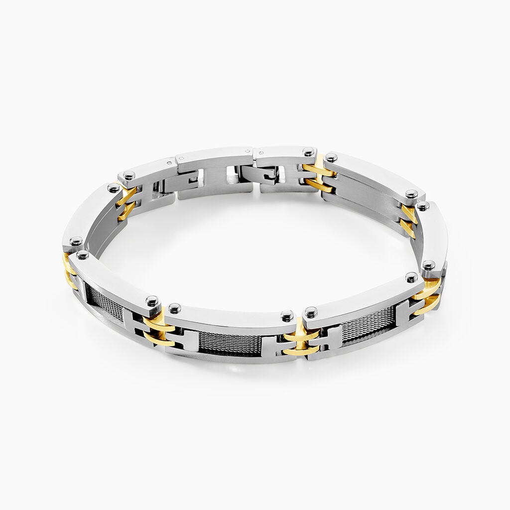 Bracelet Jourdan Zephir Acier Bicolore Dore / Blanc - Anniversaire Homme | Histoire d&rsquo;Or