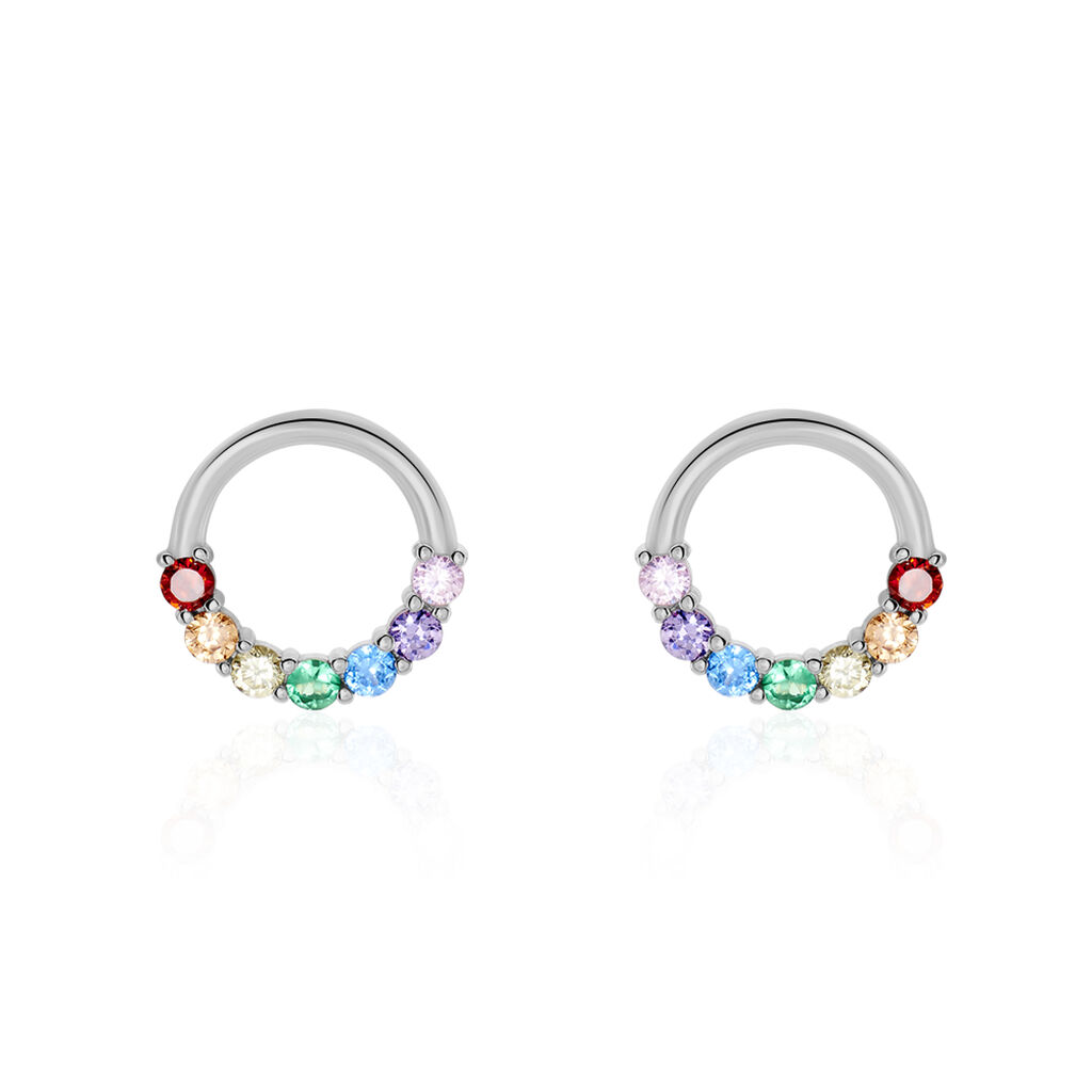 Boucles D'oreilles Puces Argent Blanc Giustino Oxydes De Zirconium - Boucles d'oreilles empierr&eacute;es Femme | Histoire d&rsquo;Or