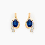 Bijoux D'oreilles Emotion Or Jaune Saphir Diamant - Boucles d'oreilles pierres pr&eacute;cieuses Femme | Histoire d&rsquo;Or