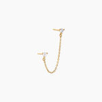 Boucles D'Oreilles D&eacute;pareill&eacute;es Viviette Argent Dor&eacute; A L'Or 750/1000 Oxyde De Zirconium - Boucles d'oreilles empierr&eacute;es Enfant | Histoire d&rsquo;Or